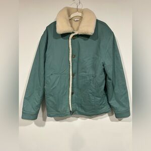 Zara Teal Bomber Jacket with Ivory Collar